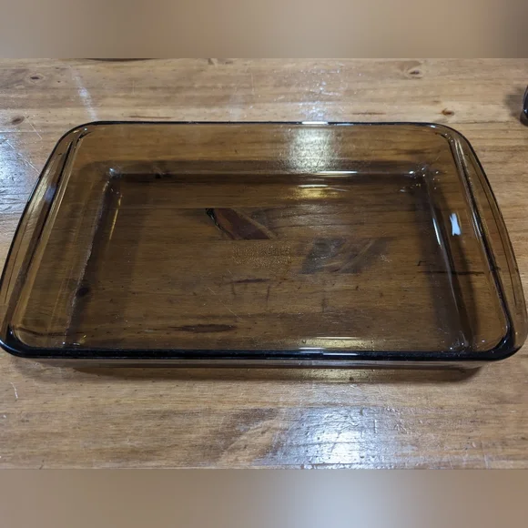 Roasting Pan Brown Glass Casserole Dish Vintage Pyrex Corning 28